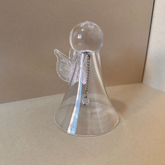 Elegant Glass Angel Table Bell Figurine With Chain Decoration Christmas Holiday - Picture 2 of 10